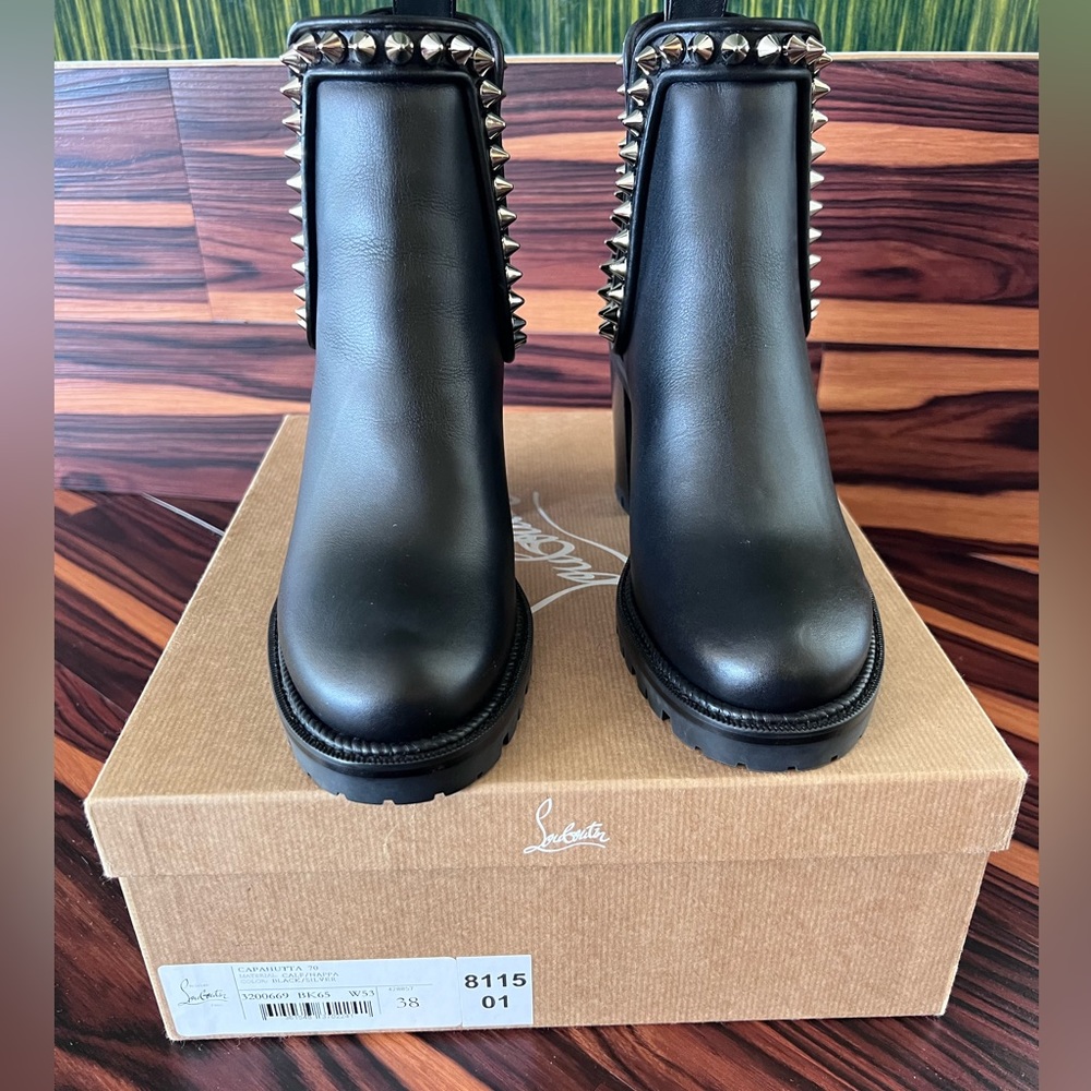 Christian Louboutin Capahutta 70 black studded boot 38 $1495 BNIB